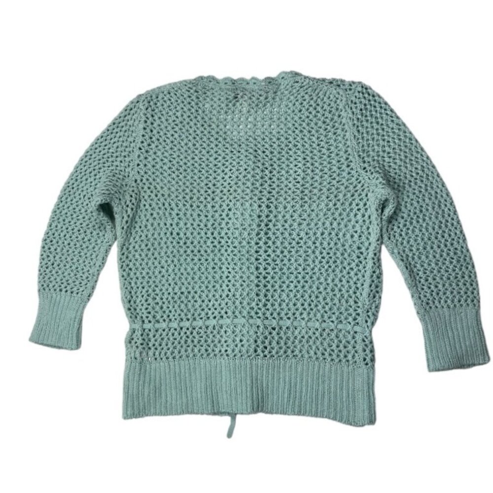 Banana Republic Crochet Sweater 3/4 Sleeves Mint Green Size Large Might Fit Med. - Picture 5 of 13